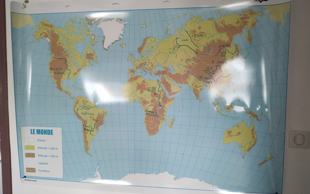 Géographie – dessin sur planisphère